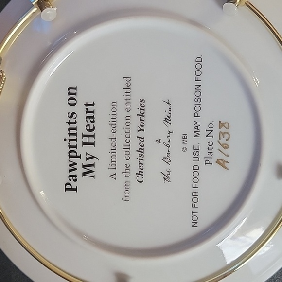 Vintage Danbury Mint, Pawprints on My Heart Collector Plate - Picture 4 of 4